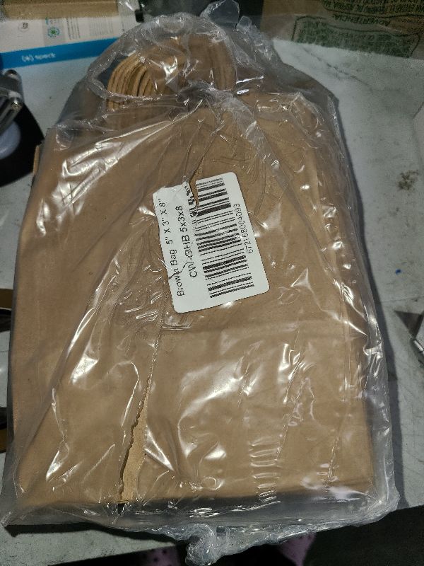 Photo 1 of 50 Pack - Premium Quality - Trendy Kraft Paper Bags With Handles | Bulk Small Brown Paper Gift Bags, Perfect Kraft Bag, Party Bag or Shopping Bag (5" x 3" x 8", Brown)