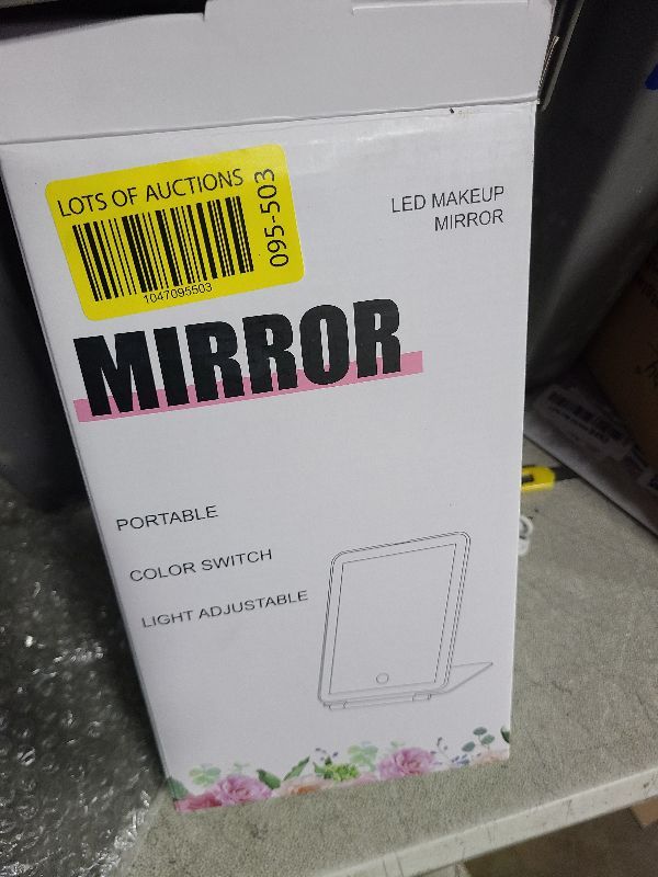 Photo 1 of LED Foldable Travel Makeup Mirror - 5x6 inches3 Colors Light Modes USB Rechargeable Touch Screen, Portable Tabletop Cosmetic Mirror for Travel, Cosmetic, Office (Pink)