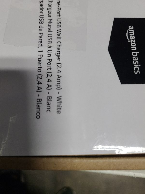 Photo 1 of Amazon Basics 12W One-Port USB-A Wall Charger (2.4A) for Phones (iPhone 15/14/13/12/11/X, Samsung, and more), non-PPS, White