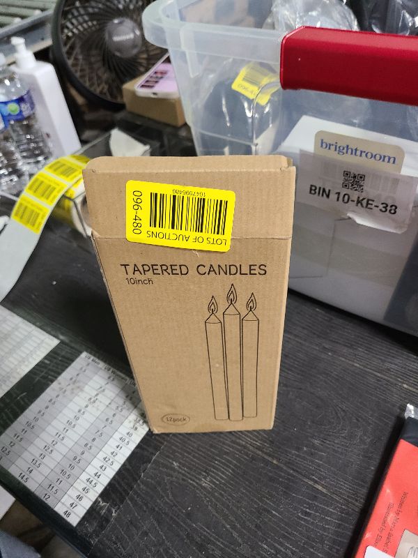 Photo 1 of 12 Pack White Taper Candles 10 inch - Taper Candles Dripless, Smokeless, Unscented - 8 Hours Long Burning - Hand Poured Tall Candlesticks - Perfect for Home Decor, Weddings, and Special Occasions