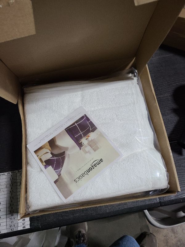 Photo 1 of Amazon Basics 100% Cotton Washcloths for Bathroom, Fast Drying Salon Towels, Soft and Highly Absorbent, 24-Pack, White, 12 x 12 inches