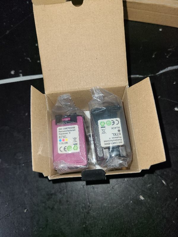 Photo 1 of 67XL Printer Ink Replacement for HP 67 Ink cartridges Black/Color Combo Pack Remanufactured for DeskJet 2700 2700e 2755e 2755 4155e Envy 6055e 6055 6000 6400 6455e 6475 6452 6458 (2 Packs)