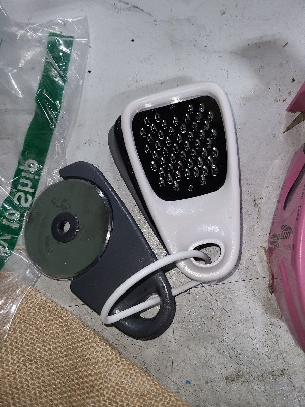 Photo 1 of 5 Pieces Kitchen Gadgets Set - Space Saving Cooking Tools Accessories Cheese Chocolate Grater, Fruit Vegetable Peeler, Bottle Opener, Pizza Cutter, Burlap Bags with Drawstring Gift Set