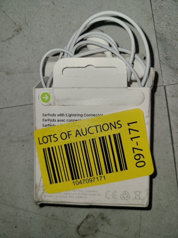 Photo 1 of Apple EarPods Headphones with Lightning Connector, Wired Ear Buds for iPhone with Built-in Remote to Control Music, Phone Calls, and Volume