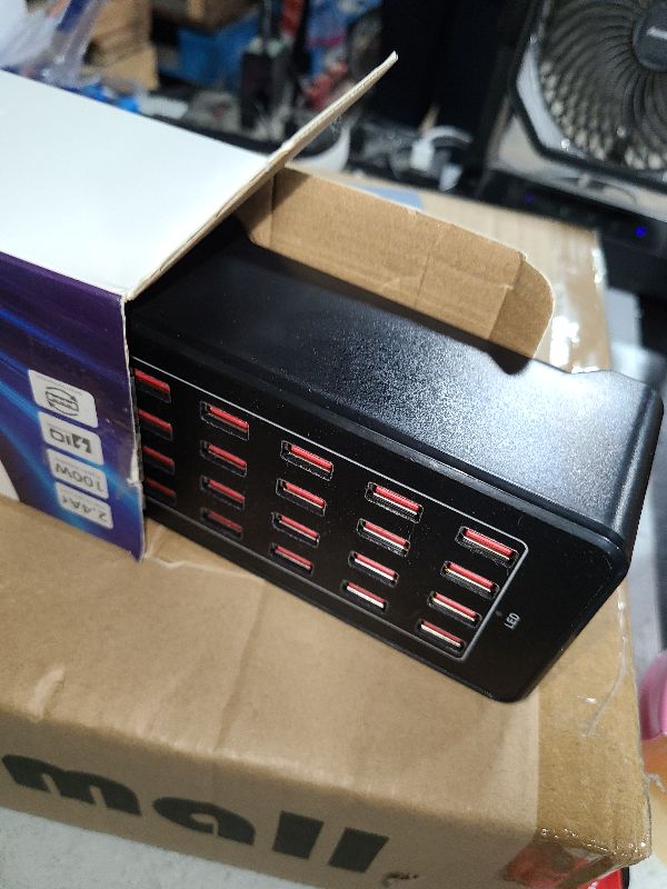 Photo 1 of 20-Port Desktop USB Charging Station - 100W Multi-Function Smart Charger for Smartphones, Tablets and More Devices