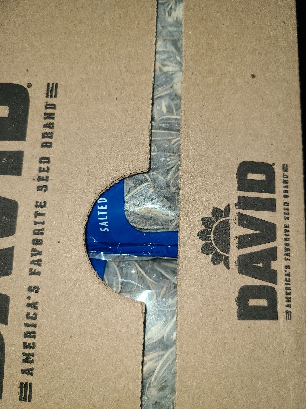Photo 1 of DAVID Roasted and Salted Jumbo Sunflower Seeds, Original Flavor, 5.25oz. (Pack of 12)