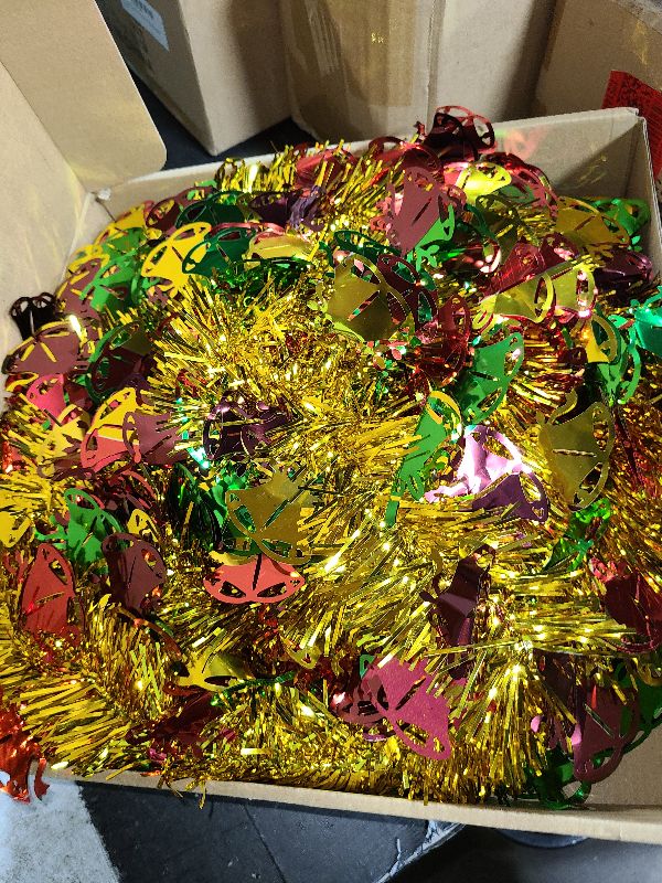 Photo 1 of 5FT Pop Up Christmas Tree, Artificial Pencil Christmas Tree with Lights, Collapsible Tinsel Christmas Tree for Home Office Xmas Decor, Gold