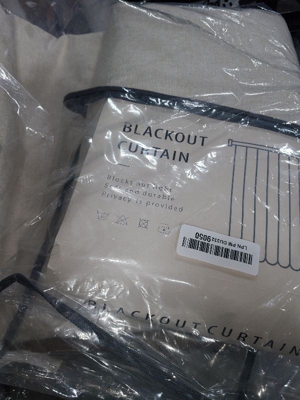 Photo 1 of 100% Blackout Shield Linen Blackout Curtains for Bedroom 96 Inches Long, Back Tab/Rod Pocket Living Room Drapes, Thermal Insulated Blackout Curtains 2 Panels Set, 50" W x 96" L,Cream