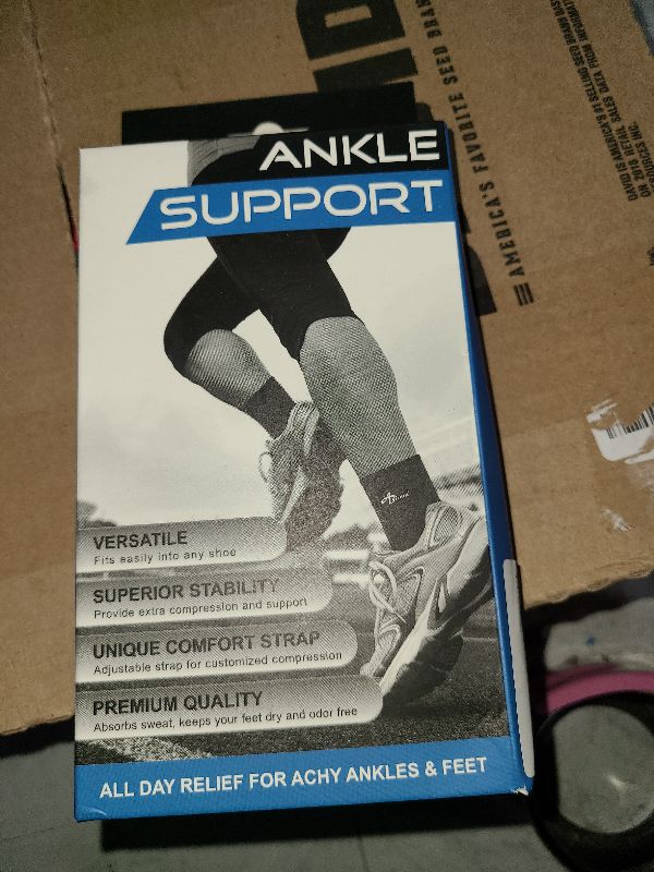 Photo 1 of ABIRAM Ankle Compression Sleeve, Foot Sleeve (1 Pair) with strap, Ankle Brace for Sprained Foot, Ankle Support, Plantar Fasciitis Relief Socks, Achilles Tendonitis, Women & Men