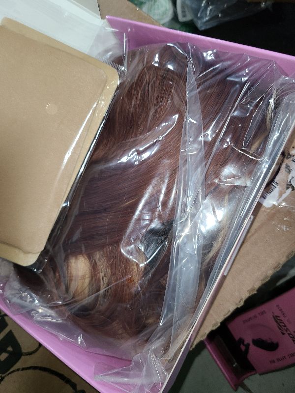 Photo 1 of AISI HAIR Copper Blonde Wig for Women, Long Wavy Lace Hairline Middle Part Synthetic Wig for Daily Party-26 Inch