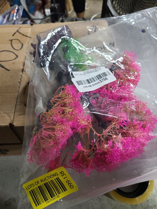 Photo 1 of Ameliade Aquarium Artificial Plastic Plants Decoration, Pink Cherry Blossom Tree Aquarium Decor Set, Goldfish Betta Fish Tank Decorations Hides Accessories?Pink