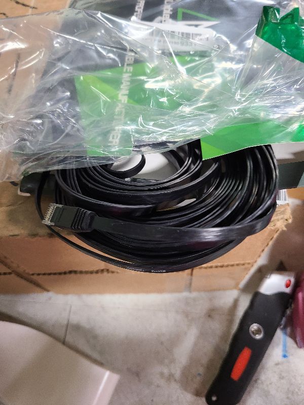 Photo 1 of Cat 6 Ethernet Cable 30 ft, Indoor&Outdoor, High Speed 10Gbps Flat Internet Network Cable, Cat6 Ethernet Patch Cable Long, Computer LAN Cable with Free Clips & Straps for Router, Modem, PS4/5, Black