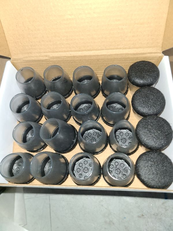 Photo 1 of 20PCS Clear Silicone Chair Leg Floor Protectors for Hardwood Floors Round & Square Sliders Felt Furniture Leg Covers - Furniture Pads Prevent Scratches(Round-Black, Medium)