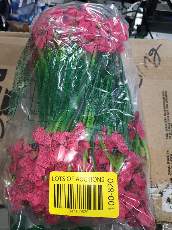 Photo 1 of 15 Bundles Artificial Flowers UV Resistant Outdoor Plants No Fade Faux Plastic Shrubs Fake Silk Flowers Window Box Garden Porch Home Decoration(Fuchsia)