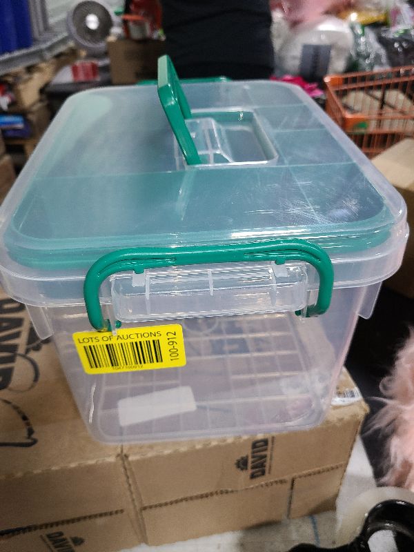 Photo 1 of **MISSING HANDLE ON TOP**
Nesmilers Large Family First-Aid Box, Clear Medicine Storage Box with Tray