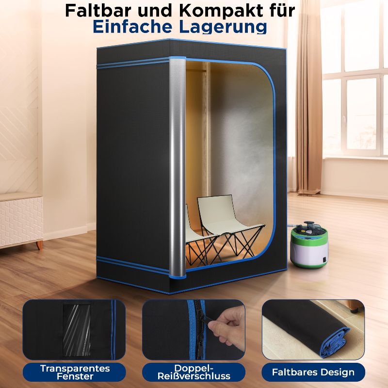 Photo 1 of  Portable Sauna for Home, 2 Person Steam Sauna Tent with 4L Steamer, 2 Folding Sauna Chairs, Remote Control In-Home Spa, 71"x47" - inches 