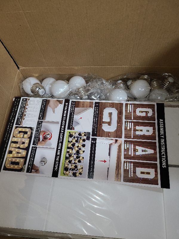 Photo 1 of 2025 Graduation Decorations - 2FT Large PRE-CUT GRAD Marquee Light Up Letters Kit - Mosaic Foam Board Sign - Class of 2025 Congrats Party Supplies for Kindergarten Preschool High School College