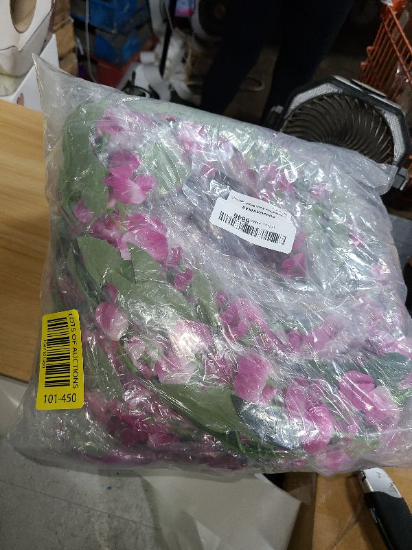 Photo 1 of 3Pcs 7.2Ft/Piece Artificial Flowers Wisteria Garland Artificial Wisteria Vine Hanging Flower Greenery Garland for Home Garden Outdoor Wedding Arch Floral Decor (Light Purple)