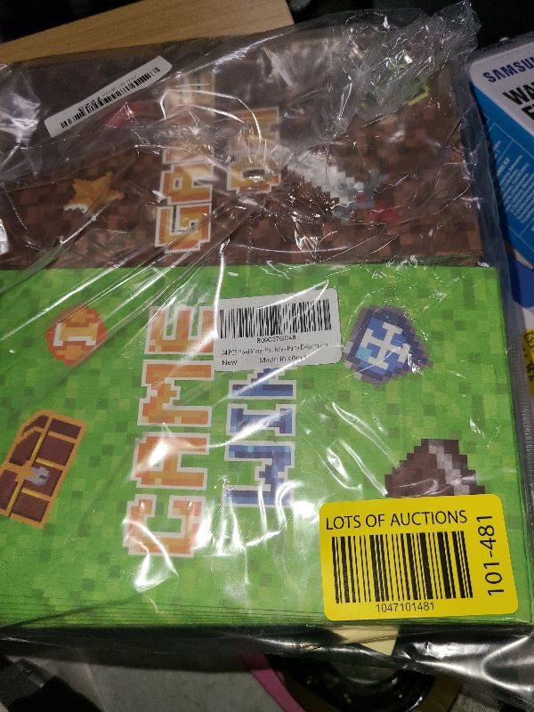 Photo 1 of 24 PCS Pixel Miner Party Favor Bags Pixel Themed Treat Goodie Bags for Birthday Party Supplies, Boys and Girls Pixelated Video Game Gift Candy Goody Bags for Mine Party or Birthday Party Decorations