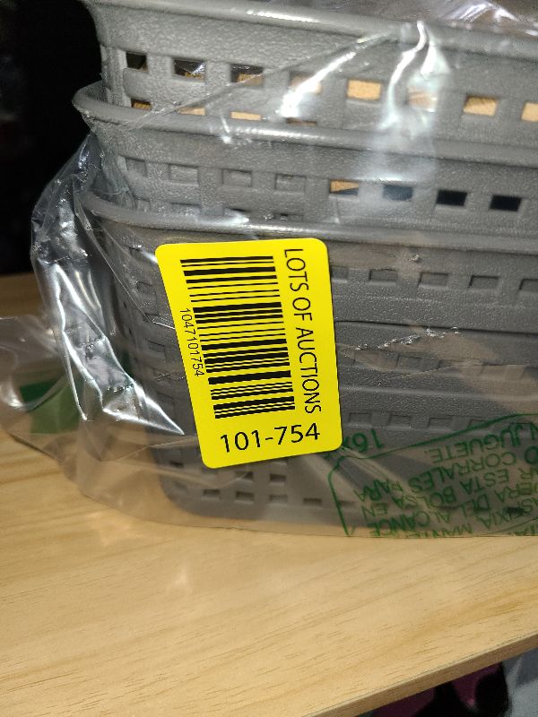 Photo 1 of **ONLY 3**
Plastic Storage Baskets With Bamboo Lid - Plastic Storage Containers Stackable Storage bins: Storage Baskets for Organizing Shelves Drawers Desktop Closet Playroom Classroom Office, 6 Pack, Gray
