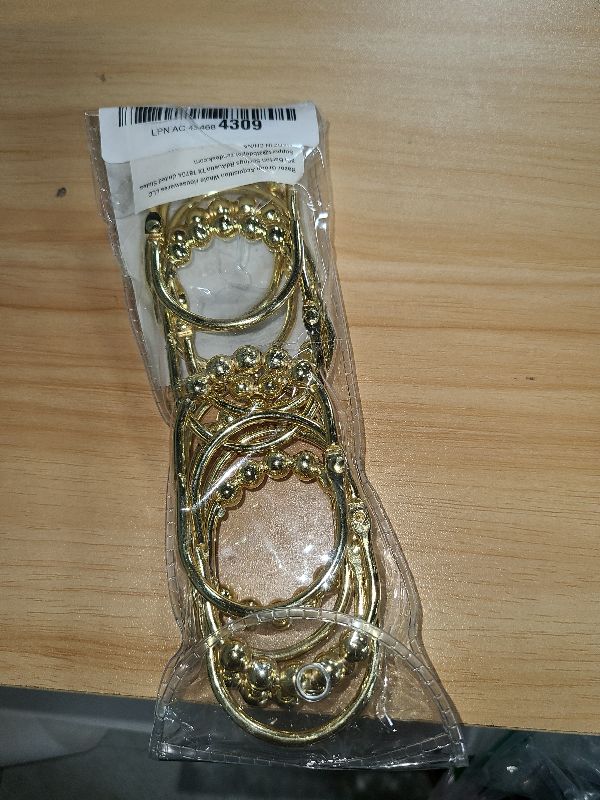 Photo 1 of 2 Lb. Depot Wide Shower Curtain Rings - Set of 12 Easy Glide Rollers with Decorative Gold Finish - Stainless Steel Shower Hooks for Straight and Curved Rods - Decorative and Durable for Any Bathroom