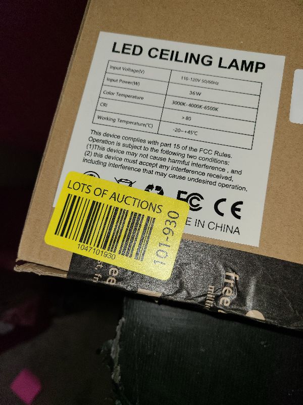 Photo 1 of 1PACK LED Flush Mount Ceiling Light Fixture, 3000K-4500K-6000K & 150W Equivalent Modern Kitchen Recessed Ceiling Lamp 36W 3600Lm 16 Inch Closet Round Surface for Bathroom Laundry Bedroom Hallway