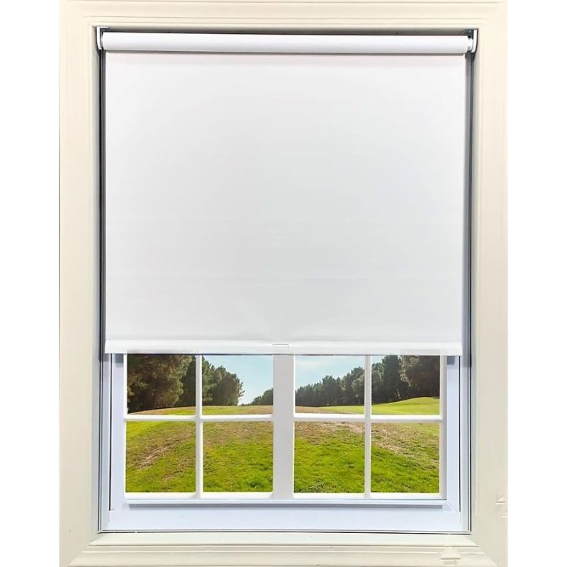 Photo 1 of 36-in x 74-in White Blackout Cordless Roller shade Shade