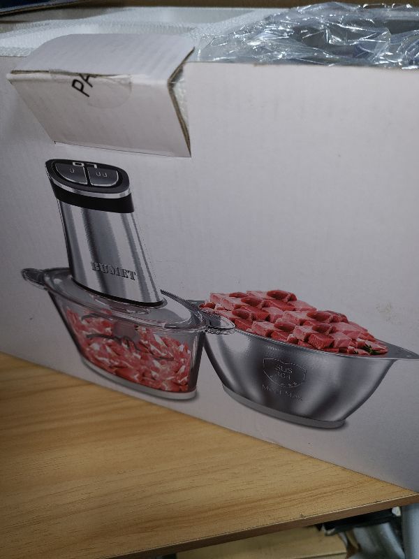 Photo 1 of Electric Food Processor Meat Grinder 800W 2x12cups LED Timer Electric Food Chopper Vegetable chopper 3 layers 6 blades for Mincing Puree for home use kitchen aid for pet food,baby food by BUMET