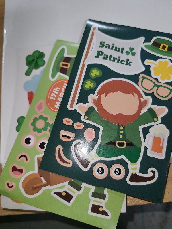 Photo 1 of 100 Pcs St. Patricks Stickers St. Patrick's Day Make Your Own Stickers Shamrock Sticker Sheets for Kids Make a Face Stickers for St. Patrick's Day Games DIY School Party Craft Favors (Shamrock Style)