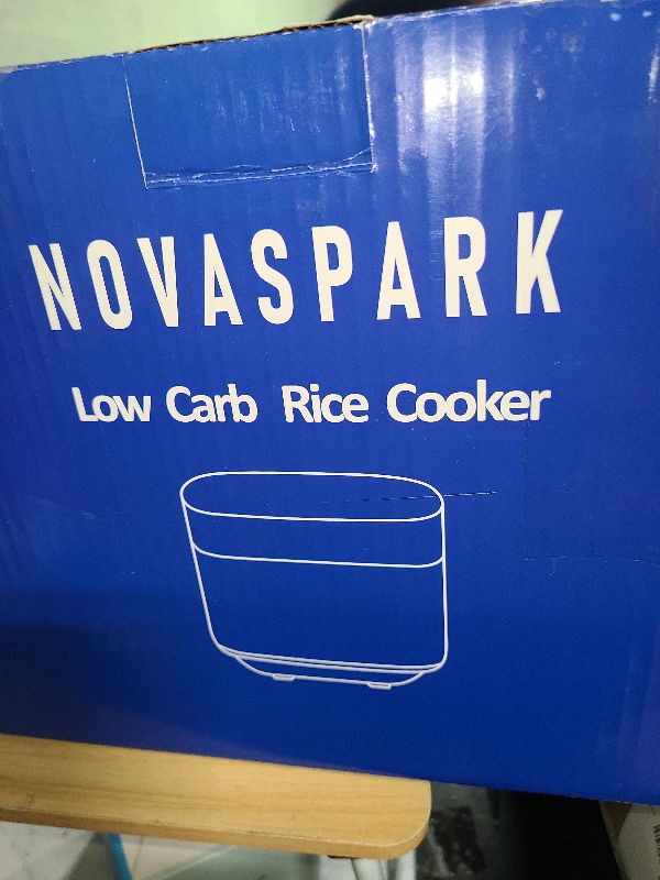 Photo 1 of Novaspark Low Carb Rice Cooker Stainless Steel Inner Pot, Stainless Steel Rice Cooker Small 5 Cup, LED Display Low Sugar Rice Maker, 24H Timer and Auto Keep Warm, White Rice/Porridge/Oatmeal, White