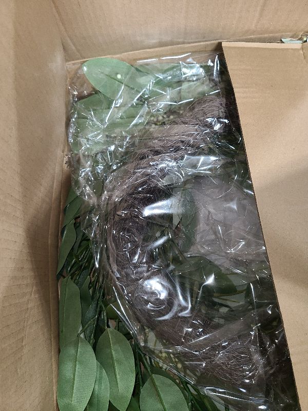 Photo 1 of 26" Eucalyptus Wreaths Large Artificial Greenery Outdoor/Indoor Wreath Spring/Summer Wreath Green Wreaths for Front Door Porch Window Wall Hanging Decor All Year Round Wr-eath?Green?