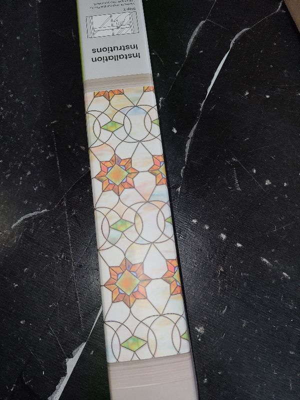 Photo 1 of 3D Stained Glass Window Film, Decorative Window Privacy Film for Bathroom,Front Door,Home, Sun Blocking Heat Control,Static Cling,Malachite, 23.6inch x 70.8inch