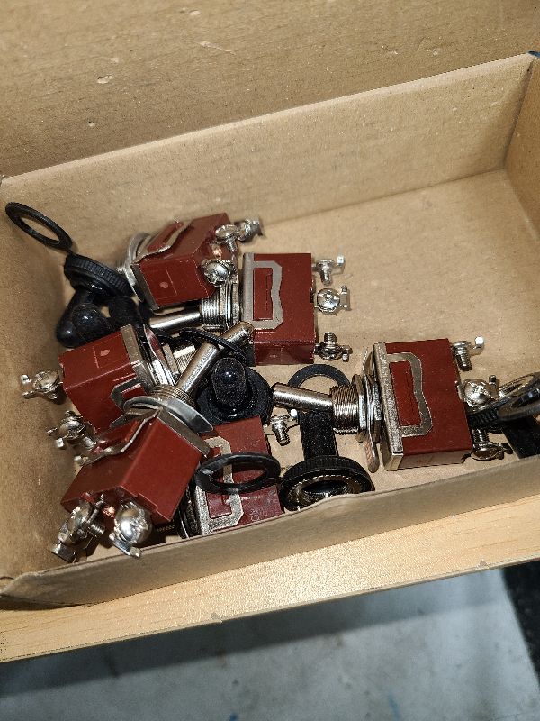 Photo 1 of 6 Pack Toggle Switch, 3 Pin 12V DC 30A/250V AC 15A, Heavy Duty SPDT ON Off ON Switch, Marine Waterproof Toggle Switch with Boot Cap Cover, for Cars Trucks, Racing Cars, Boats