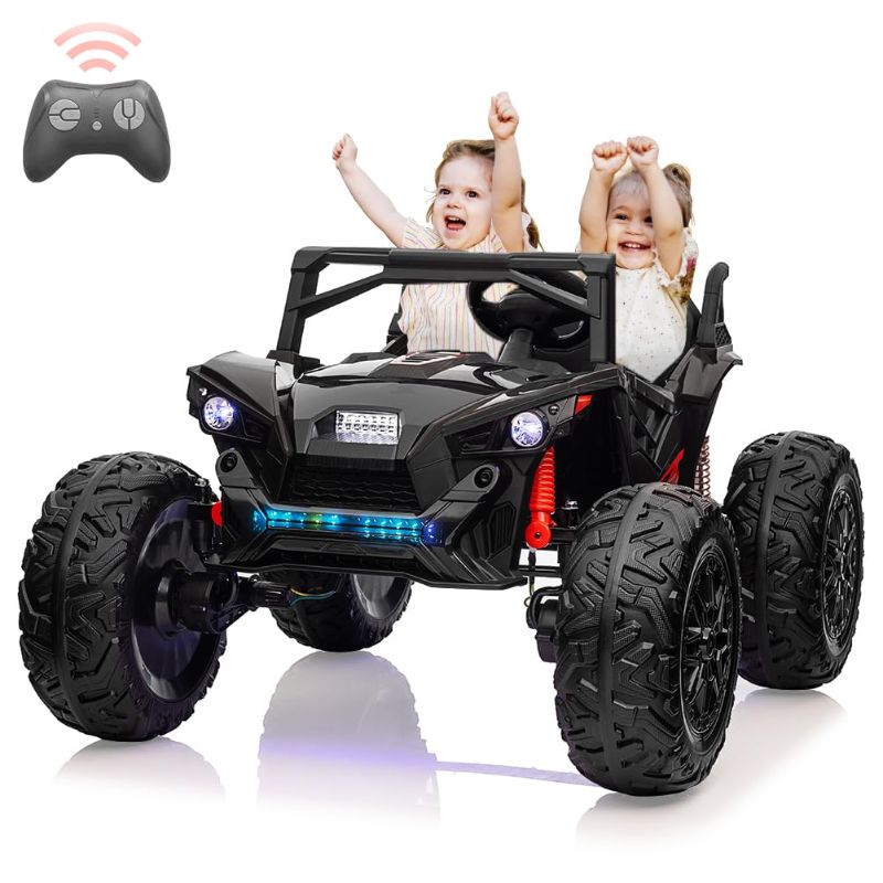 Photo 1 of 2 Seaters 24V Ride on UTV with Remote Control,10AH Battery, 400W Powerful Motors with 17" EVA Wheels, 20.5“ Seat Width Electric Ride Toy with Metal Suspension,