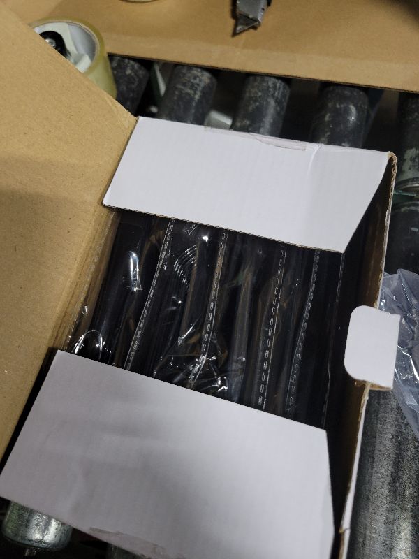 Photo 1 of 150 Pieces Disposable Cutlery Set Plastic Silverware Heavy Duty Utensil Sets 50 Forks 50 Knives 50 Spoons for Home Office School Party Picnics Restaurant Outdoor Events or Every Day Use (Black)