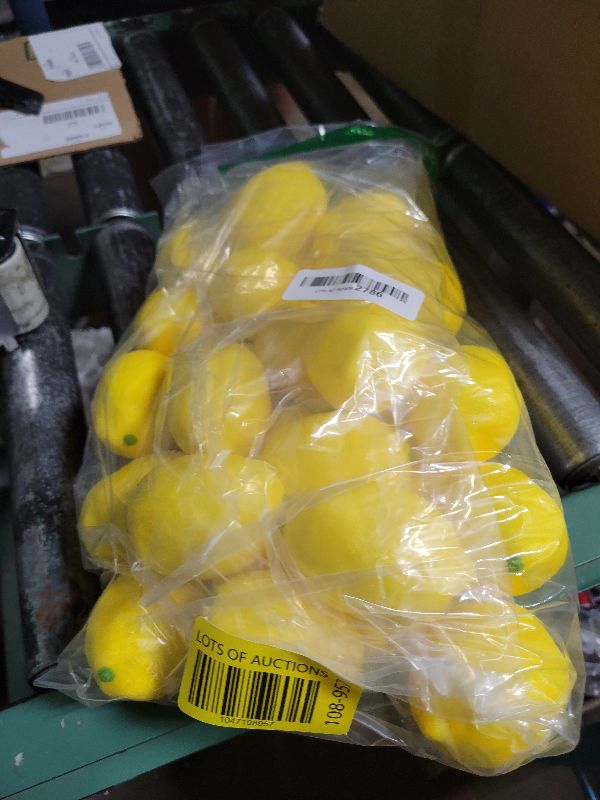 Photo 1 of 30 Pack Faux Yellow Lemons Artificial Fruits Fake Lemons Lifelike Simulation for Lemonade Party Kitchen Table Summer Decorations Vase Fillers Fruit Bowl Lemon Wreath Garland Photography Props