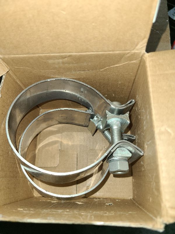 Photo 1 of 3" Inch Exhaust Clamps Stainless Steel Muffler Band Clamp for 3" Inner Diameter to 3" Outer Diameter Turbo Downpipe Tip Car System Connection (2 Pack)