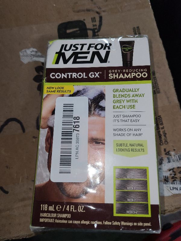 Photo 1 of Just For Men Control GX Grey Reducing Shampoo, Gradual Hair Color with Keratin for Stronger Thicker and Healthier Looking Hair, 4 Fl Oz - Pack of 1 (Packaging May Vary)