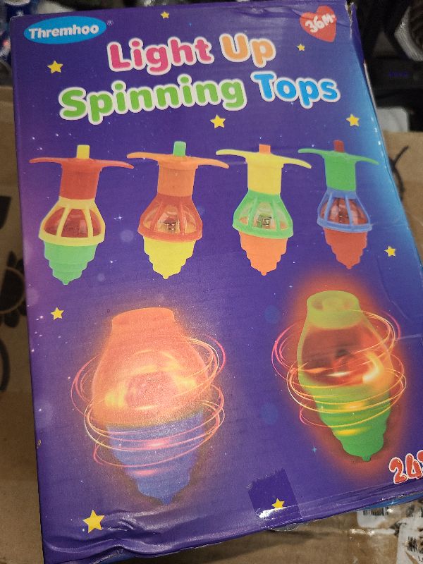 Photo 1 of 24pcs  Spinning Tops Party Favors for Kids 3-5 4-8 8-12 Glow Goodie Bags Stuffers Birthday Return Gifts Classroom Treasure Box Toys Carnival Prizes Fidget Spinner Bulk for Toddler Boys Girls