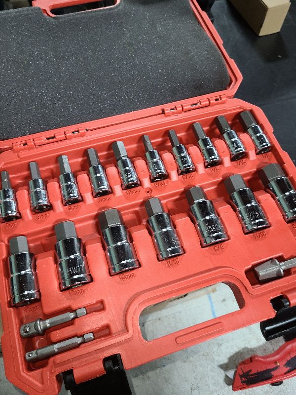 Photo 1 of 34-Pieces Hex Bit Socket Set, BLACKROBOT 1/4" 3/8" 1/2" Drive SAE & Metric Size Allen Socket Set with Socket Adapters and Portable Storage Case, S2 Alloy Steel