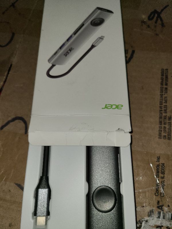 Photo 1 of Acer USB C HUB Multiport Adapter, 7 in 1 USB-C to HDMI Adapter with 4K@60Hz, 100W PD, 5Gbps 2*USB-A 3.1, 1*Type-C 3.1, SD Card Reader Type C Dongle for iPhone 16/15, MacBook Pro/air, iPad, Acer (Grey)