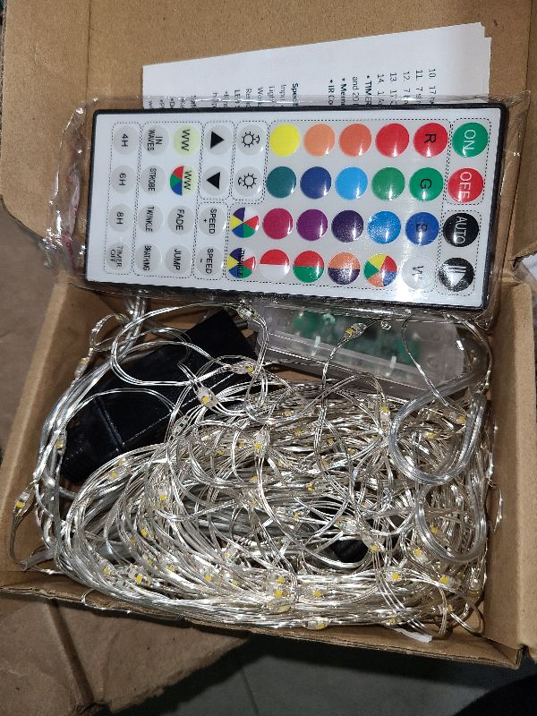 Photo 1 of 50FT 150 LED Fairy Lights Plug in, 30V 24 RGB Colors+Warm White Color Changing Twinkle Lights, 150 Lighting Modes Timer IP44 Waterproof with Remote for Bedroom Trees Garden Party Wedding DIY Decor