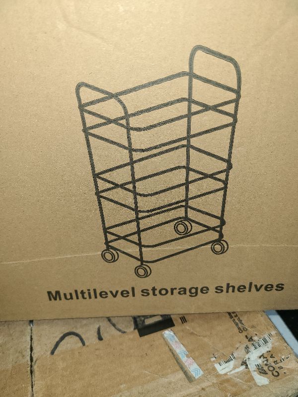 Photo 1 of 3 Tier Utility Cart Coffee, Acrylic Bathroom Cart Organizer Kitchen Organizer Rolling Storage Cart Mobile Shelving Unit Multi-Functional Shelves for Office, Kitchen, Living Room