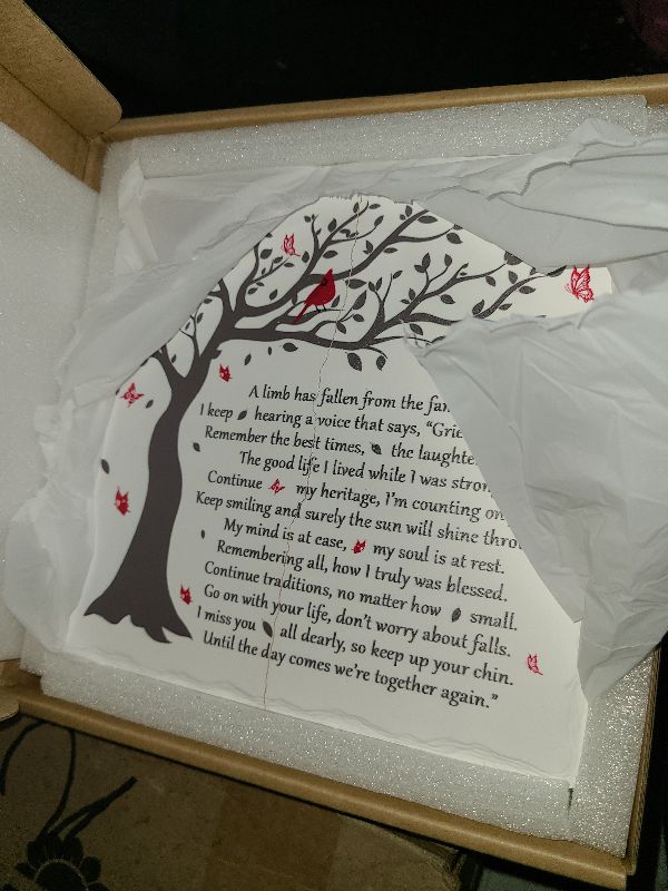 Photo 1 of A Limb Has Fallen from The Family Tree Sympathy Plaque with Wooden Stand In loving memory of loved Wall Decor Table Decor Bereavement Condolences Gifts