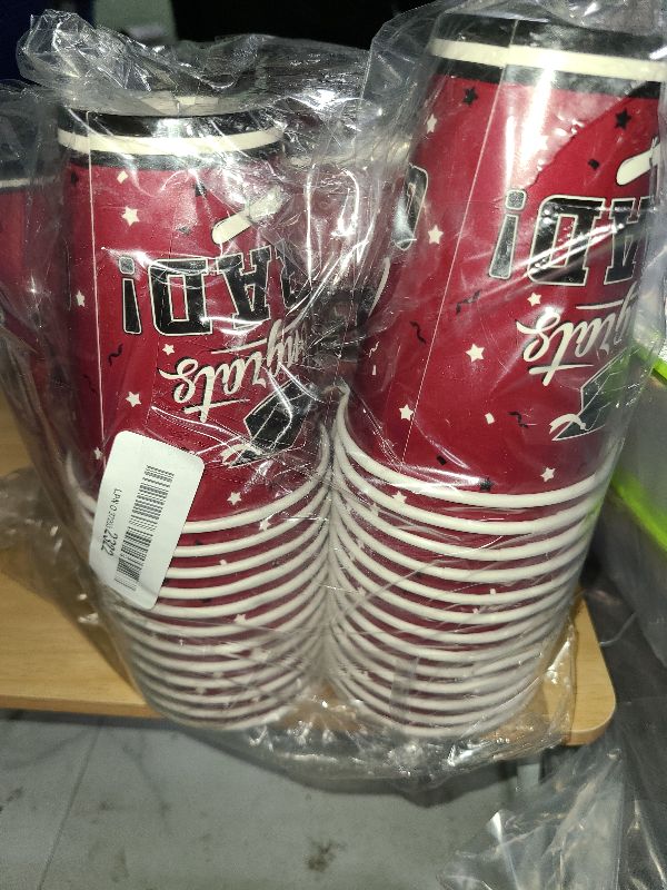 Photo 1 of 2025 Graduation Party Supplies Maroon Graduation Party Dinnerware Set Disposable Paper Plates Napkins Cups Tablecloth Banner for Congrats Grad Party Decorations, Serve 25