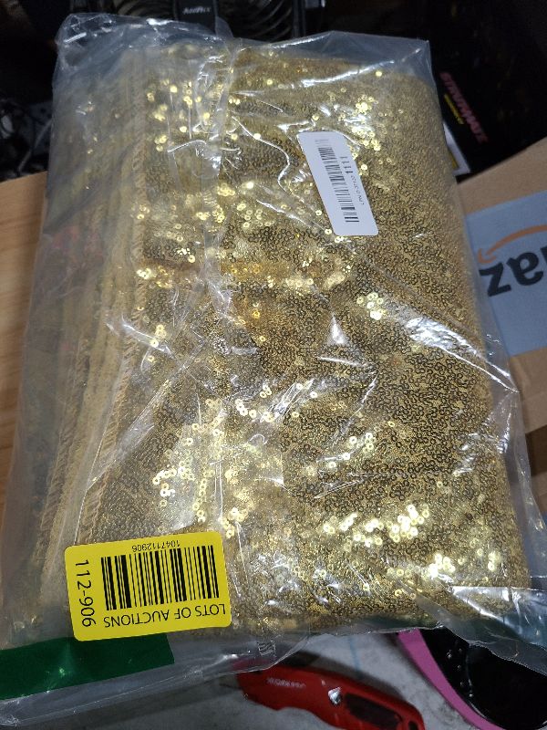 Photo 1 of 2×8FT-4PCS Gold Sequin Backdrop Curtains Panels, Photography Backdrop Glitter Curtains Fabric Background for Christmas Wedding Party Decor