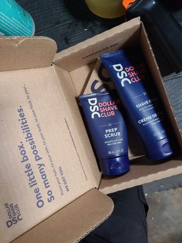 Photo 1 of Dollar Shave Club | Ultimate Shave Set | 4 Extra Close Refill Cartridges, 1 Handle, 1 Prep Scrub 3 ounce, 1 Shave Cream 6 ounce, 1 Post Shave Dew 3.4 ounce