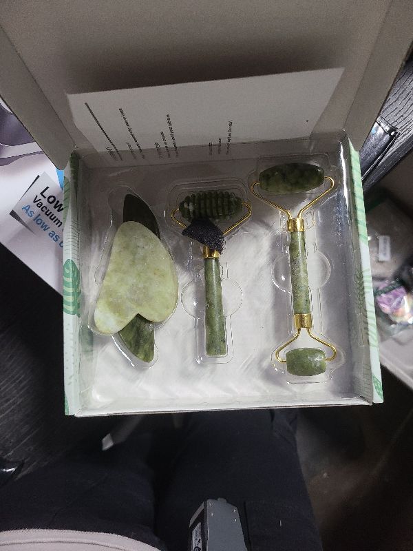Photo 1 of 4-pcs Jade Roller & Gua Sha Set, Facial Roller Massager with Gua Sha Scraping Tool, Jade Stone Massager for Anti-aging, Slimming & Firming, Rejuvenate Face and Neck, Remove Wrinkles & Eye Puffiness