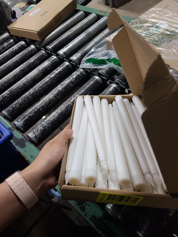Photo 1 of 24 Pcs Flameless Taper, LED Faux Wax Candle Lights LED Candles Battery Operated Candles Flickering Taper for Birthday Christmas Wedding Party (White, Basic)
