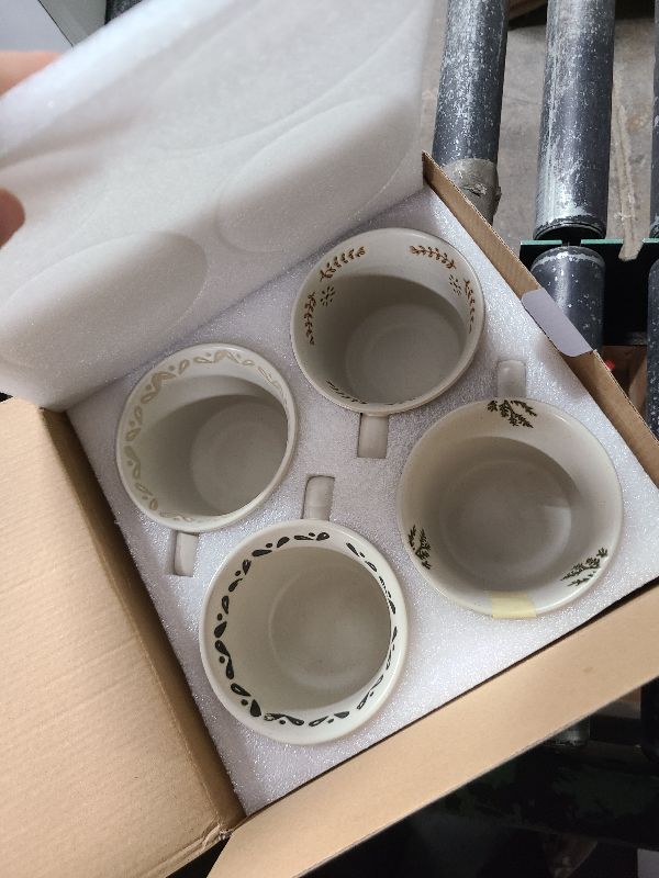Photo 1 of **ONE OF THE CUPS HAS SMALL CRACK**
LINVIA Ceramic Coffee Mug, 12 oz Novelty Unique Teacup with Large Handle, Stoneware Cup for Tea Mocha Latte Cappuccino Espresso (Set of 4, Butterfly Grass Ivy and Leaf)
